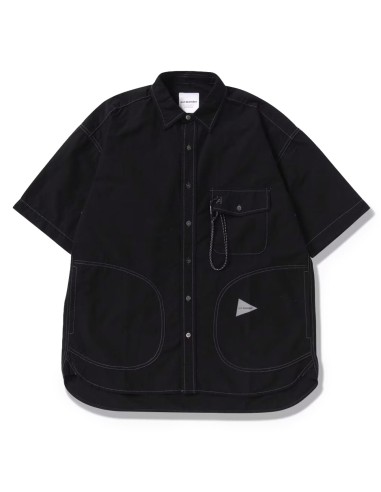 And Wander Womens C/N Rip S/S Shirt Black français