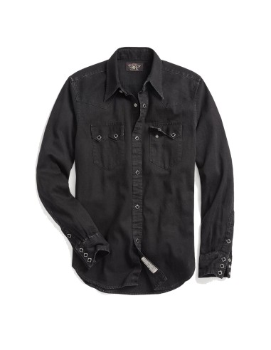 RRL by Ralph Lauren Slim Fit Denim Western Shirt Black ou a consommer sur place