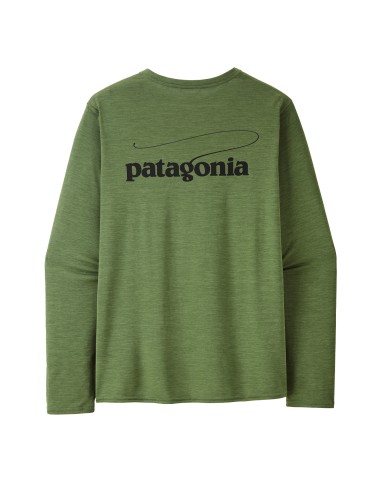 Patagonia L/S Cap Cool Daily Graphic Shirt - Waters Casting Logo / Terrain Green X-Dye paiement sécurisé