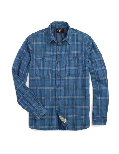 RRL by Ralph Lauren Plaid Double-Faced Workshirt Indigo Plaid pour bénéficier 