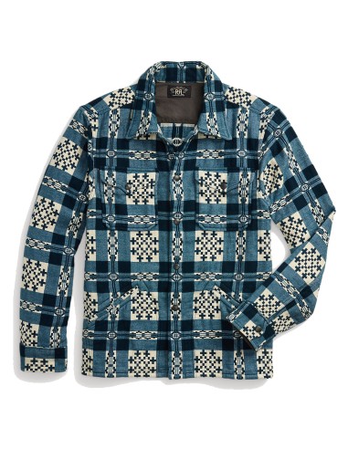 RRL by Ralph Lauren Patterned Jacquard Overshirt Cream/Navy français