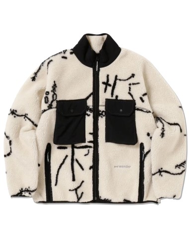 And Wander Womens Daijiro Ohara Map Key Boa Jacket Off White les ctes