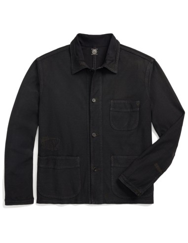 RRL by Ralph Lauren Repaired Jersey Work Jacket Faded Black sur le site 